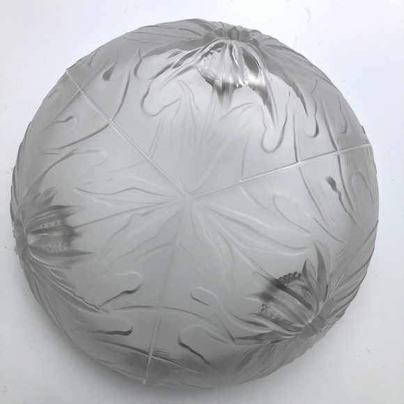 vintage frosted glass footed round bowl thistle console bowl AS IS small chips - Picture 8 of 15